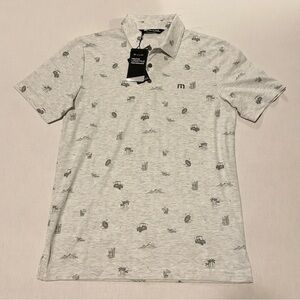 TravisMathew Stolen Time Tropical Golf Polo Heather White Small Travis Matthew